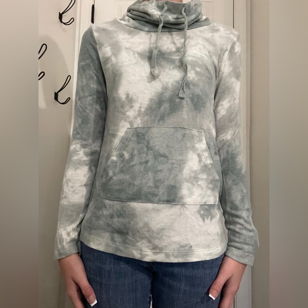 Green and white tie-dye hoodie